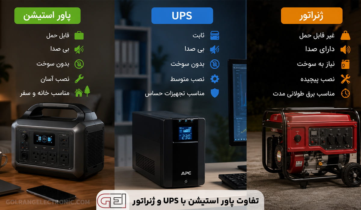 تفاوت پاور استیشن با UPS و ژنراتور